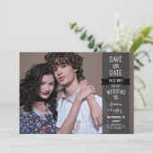 Moderne Retro Typografie Foto Bewaar de datum Save The Date (Staand voorkant)