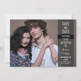 Moderne Retro Typografie Foto Bewaar de datum Save The Date