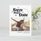 Moderne Retro Typografie Foto Opslaan De Datum Save The Date (Staand voorkant)