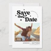 Moderne Retro Typografie Foto Save The Date (Voorkant)