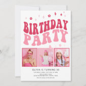 Moderne Retro Typografie Roze Foto 30e Verjaardag Kaart (Voorkant)