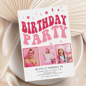 Moderne Retro Typografie Roze Foto 30e Verjaardag Kaart