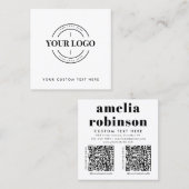 Moderne Retro Typografie Zakelijk Logo 2 QR Code Vierkante Visitekaartje (Voorkant / Achterkant)