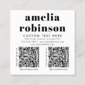 Moderne Retro Typografie Zakelijk Logo 2 QR Code Vierkante Visitekaartje (Achterkant)