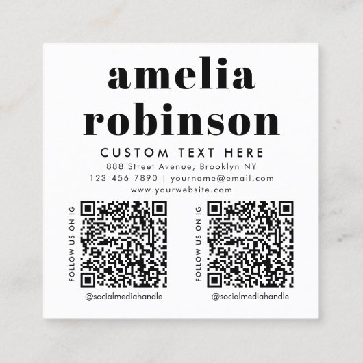 Moderne Retro Typografie Zakelijk Logo 2 QR Code Vierkante Visitekaartje (Achterkant)