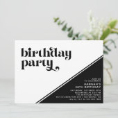 Moderne Retro Typografie | Zwart-wit Verjaardag Kaart (Staand voorkant)