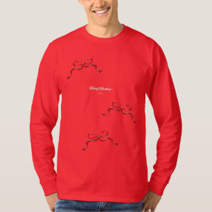 Moderne Retro Vakantie Tiny RED Bows Kerstmis T-shirt