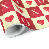 Moderne Retro Valentijn Red Hearts XO-controles Cadeaupapier (Rol Hoek)