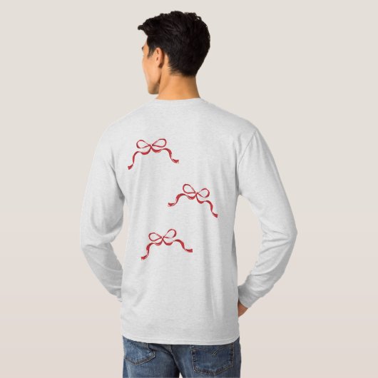 Moderne Retro Valentijnsdag RED Ribbon Bows T-shirt (Achterkant volledig)