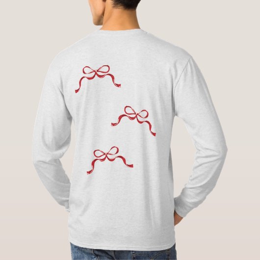 Moderne Retro Valentijnsdag RED Ribbon Bows T-shirt (Achterkant)