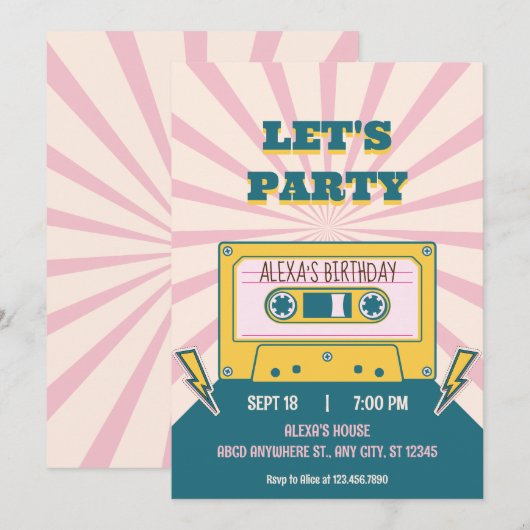 Moderne Retro Verjaardag Kaart (Voorkant / Achterkant)