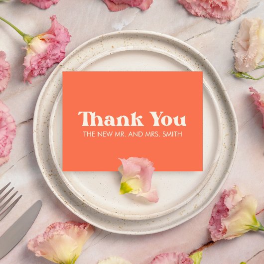 Moderne retro vet en chique bruiloft bedankkaart