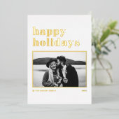 Moderne Retro Vetgedrukte Typografie Foto Prettig  Folie Feestdagenkaart (Staand Voorkant)