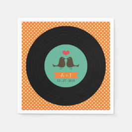 Moderne Retro Vinyl Huwelijksfeest Servetten