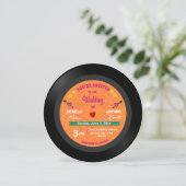 Moderne Retro Vinyl Record Sinaasappel & Roze Brui Kaart (Staand voorkant)