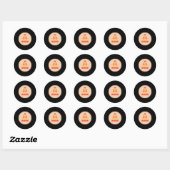 Moderne Retro Vinyl Record Tortelduifjes Blush Ronde Sticker (Vel)