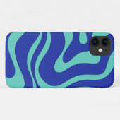 Moderne Retro Vloeibare Draai Funky Blauwe Abstrac Case-Mate iPhone Case (Achterkant (horizontaal))