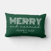 Moderne Retro Vrolijk en Getrouwd Eerste Kerstmis Kussen (Achterkant)