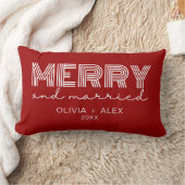 Moderne Retro Vrolijk en Getrouwd Eerste Kerstmis Kussen (Deken)
