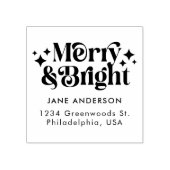 Moderne Retro Vrolijk en Helder Naam Kerstmis Rubberstempel (Afrduk)