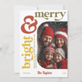 Moderne Retro Vrolijk & Helder Kerstfoto Feestdagenkaart (Voorkant)