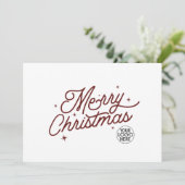 Moderne Retro Vrolijk Kerstfeest Zakelijke Logo |  Feestdagenkaart (Staand voorkant)