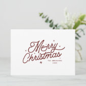 Moderne retro vrolijke kerst | Cherry Red Feestdagenkaart (Staand voorkant)