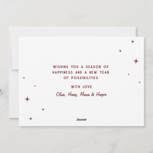 Moderne retro vrolijke kerst | Cherry Red Feestdagenkaart (Achterkant)