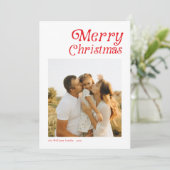 Moderne Retro Vrolijke Kerstfoto Feestdagenkaart (Staand voorkant)
