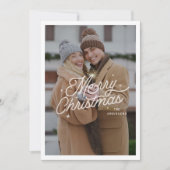 Moderne Retro Vrolijke Kerstfoto Sterren Script Feestdagenkaart (Voorkant)