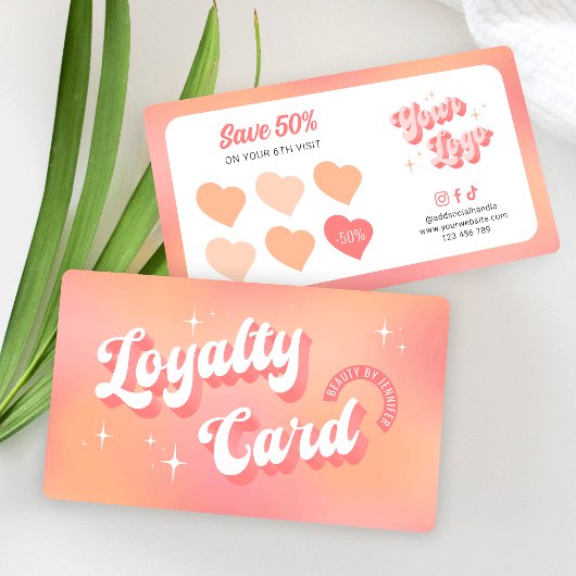 Moderne Retro Vrouwelijke Roze Perzik Beauty Salon Klantenkaartje