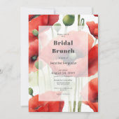 Moderne Retro Waterverf Rode Poppies Bridal Brunch Kaart (Voorkant)