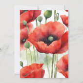 Moderne Retro Waterverf Rode Poppies Bridal Brunch Kaart (Achterkant)