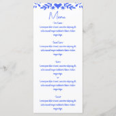 Moderne Retro Whimsical Blauwe Hand Getrokken Boog Menu (Voorkant)