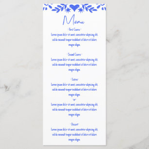 Moderne Retro Whimsical Blauwe Hand Getrokken Boog Menu