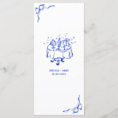 Moderne Retro Whimsical Blauwe Hand Getrokken Boog Menu (Achterkant)