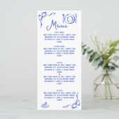 Moderne Retro Whimsical Blauwe Hand Getrokken Boog Menu (Staand voorkant)