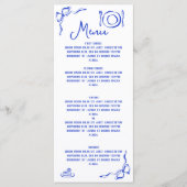 Moderne Retro Whimsical Blauwe Hand Getrokken Boog Menu (Voorkant)