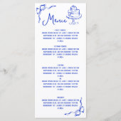 Moderne Retro Whimsical Blauwe Hand Getrokken Boog Menu (Voorkant)