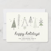 Moderne Retro Whimsical Kleine Boom Bos Familie Feestdagenkaart (Voorkant)