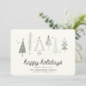 Moderne Retro Whimsical Kleine Boom Bos Familie Feestdagenkaart (Staand voorkant)