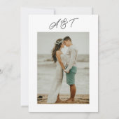 Moderne retro whimsical script foto bruiloft kaart (Achterkant)