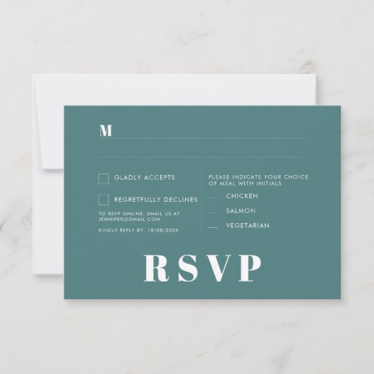 Moderne Retro Witte Moderne RSVP Kaart (Voorkant)