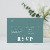 Moderne Retro Witte Moderne RSVP Kaart (Staand voorkant)