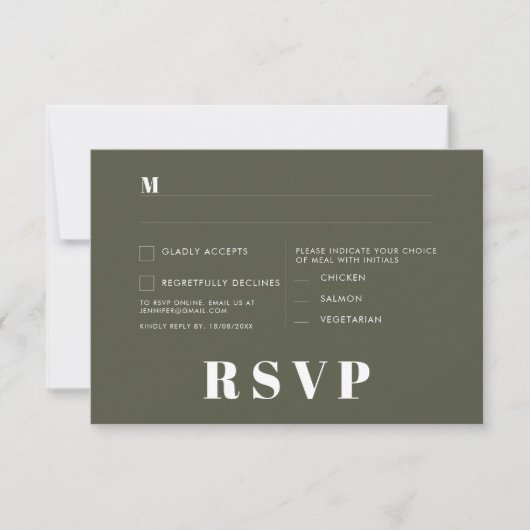 Moderne Retro Witte Moderne RSVP Kaart (Voorkant)