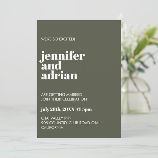 Moderne Retro Witte Moderne Uitnodiging (Staand voorkant)