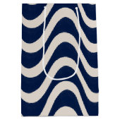 Moderne Retro Zomer Blauwe Golven Strepen Medium Cadeauzakje (Achterkant)