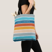 Moderne Retro Zonsondergang Strepen Persoonlijk Tote Bag (Dichtbij)