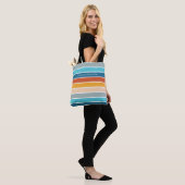 Moderne Retro Zonsondergang Strepen Persoonlijk Tote Bag (Op model)