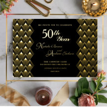 Moderne Retro zwart en goud 50ste Verjaardag